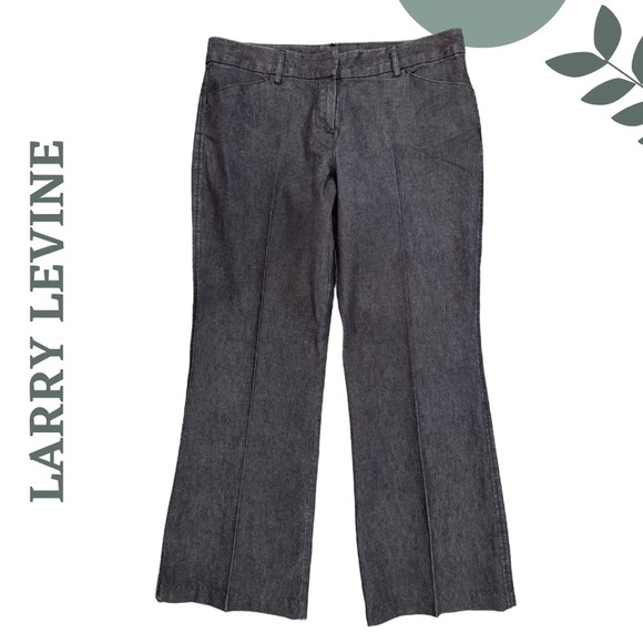 Larry Levine Stretch Grey Denim Dress Pants - Size 10 - Picture 1 of 7